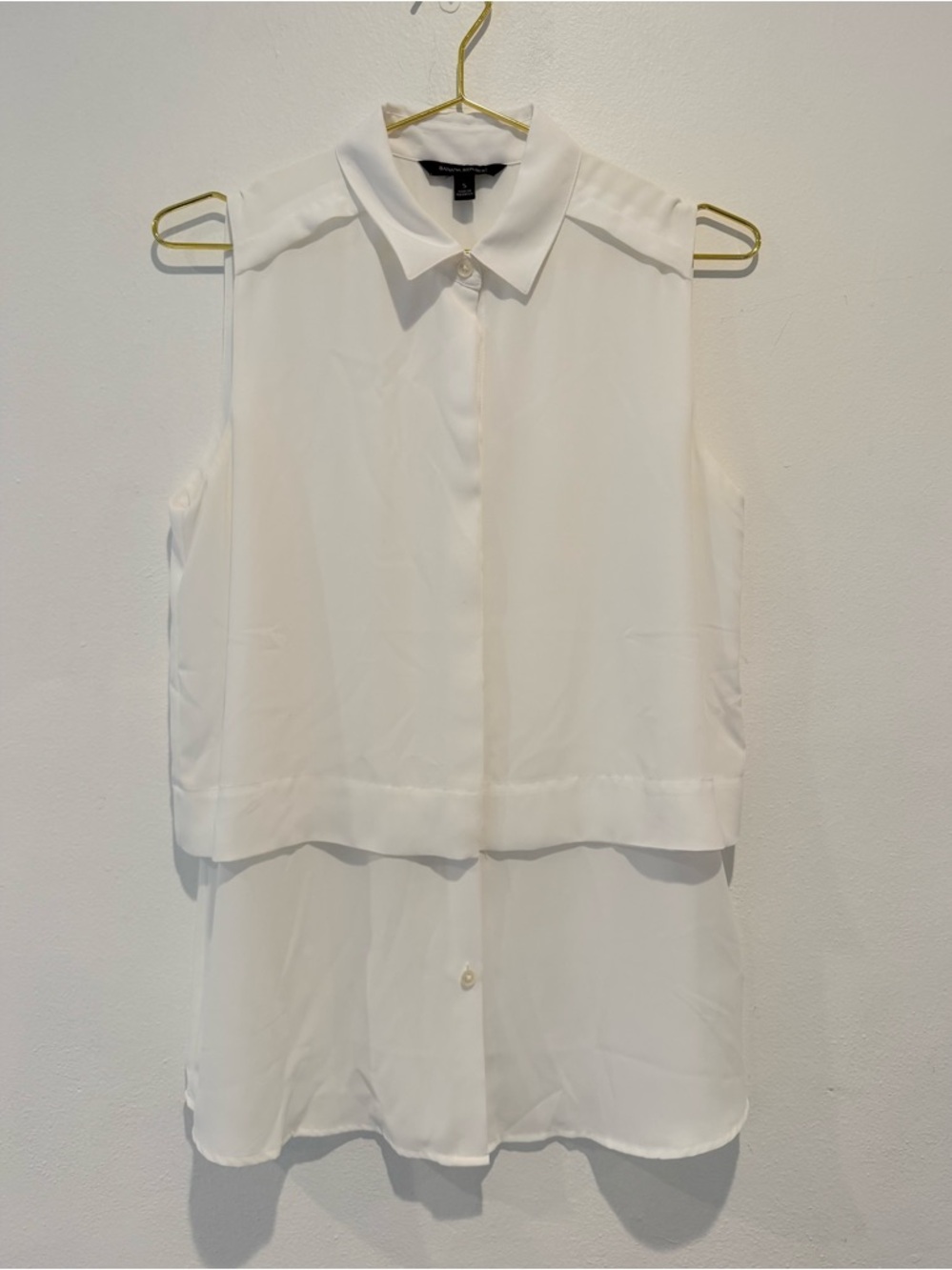 Banana Republic White Semi-Sheer Layered Sleeveless Blouse Size Small